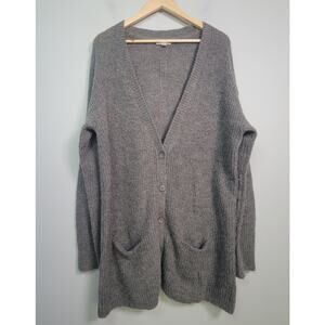 Garnet Hill Button Front Cardigan Womens XL Mohair Blend Gray